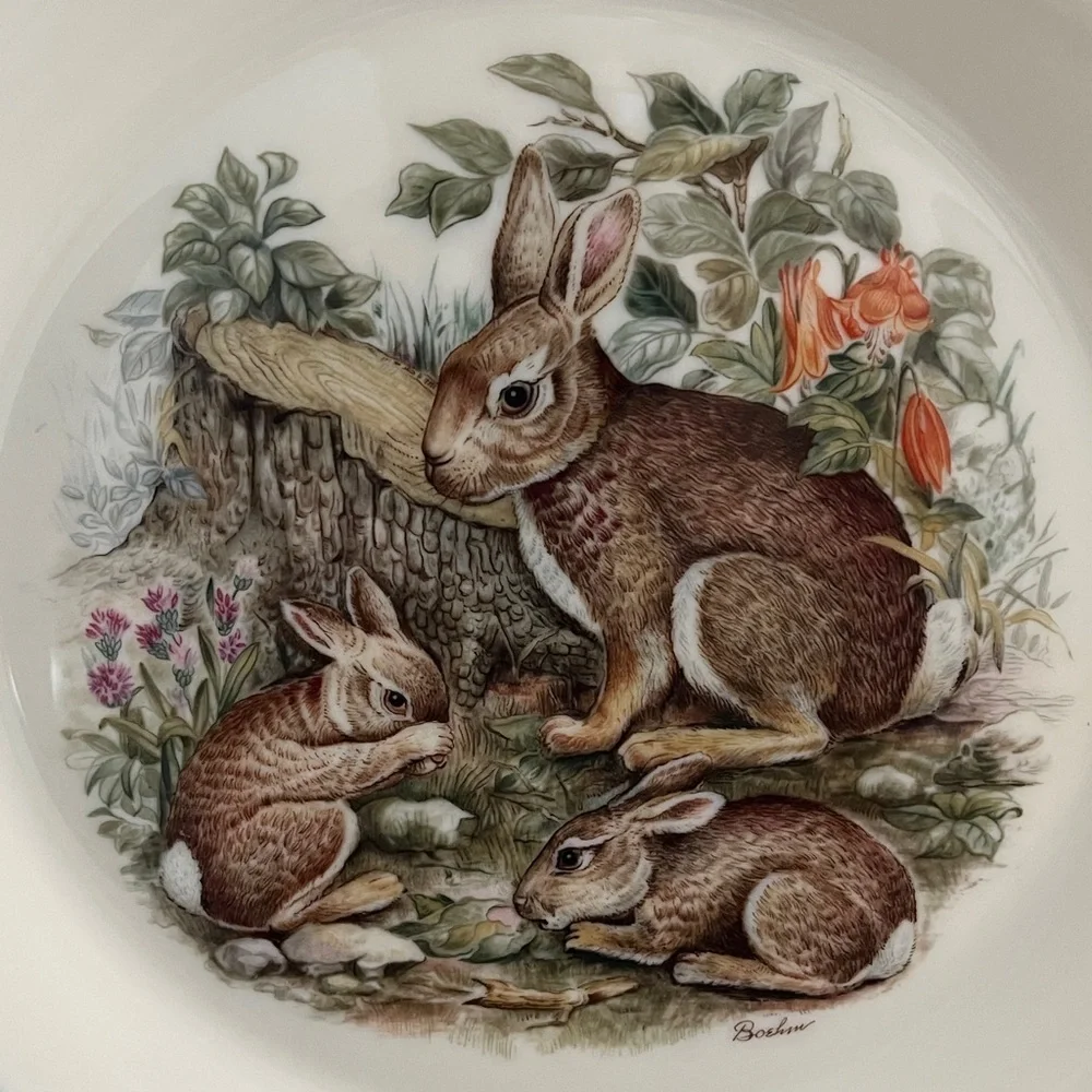 Lenox Boehm Woodland Wildlife Cottontail Rabbits collector plate